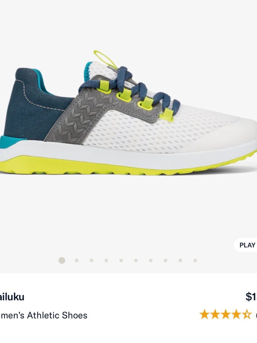 OluKai Women's Athletic Shoe in White, Gray, Navy & Lime